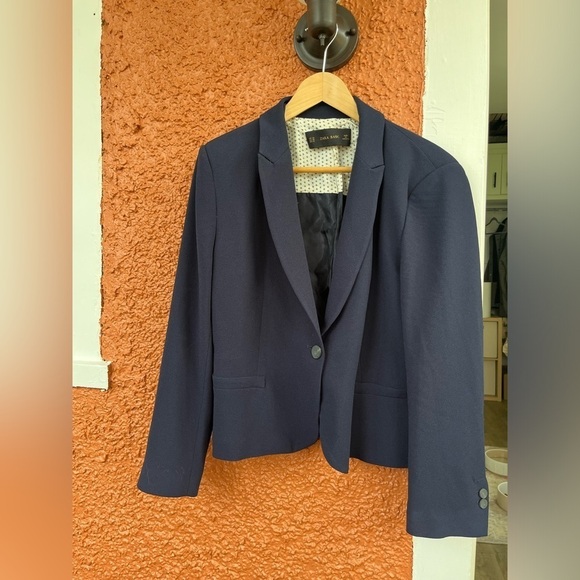 Zara Women’s Basic Navy Blue Blazer, Size XL - Picture 1 of 8